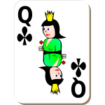 Queen of Clubs gaming card vector illustration