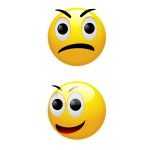 Vector drawing of happy and bewildered smilies