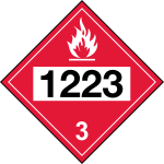 Vector illustration of red sign with UN 1223 code for kerosene