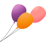 Three flying balloons on a lead vector image