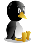 Vector image of sitting and sweating penguin