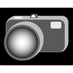 Vector drawing of simple camera icon with black background