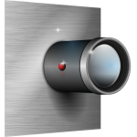 Camera lens attachment on wall vector image