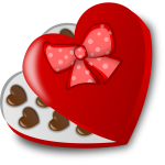 Heart-shaped box of chocolates vector illustration