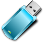 Vector graphics of shiny blue USB stick