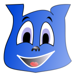 Vector drawing of blue square emoticon