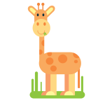 Cartoon giraffe eating grass