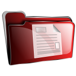 Vector drawing of red plastic folder with document icon