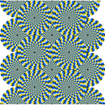 Moving colorful circles forming an optical illusion