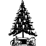 Christmas Tree Black and White vector