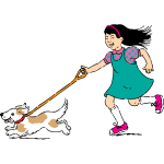 Girl walking dog vector image