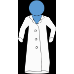 lab coat on blue figure