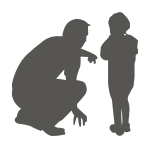 Vector drawing of a man talking to a child