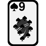 Nine of Spades funky playing card vector clip art