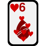 Six of Hearts funky playing card vector clip art