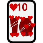 Ten of Hearts funky playing card vector clip art