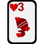 Three of Hearts funky playing card vector clip art