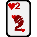 Two of Hearts funky playing card vector clip art