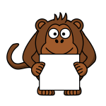 Monkey with white card