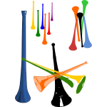 Vector illustration of plastic vuvuzelas