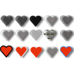 Vector selection of 15 hearts