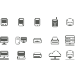 Computer & network icons selection vector image