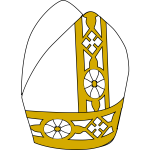 Pope hat in gold and white color illustration