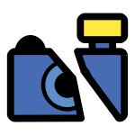 Vector graphics of broken photo camera drawn icon