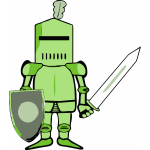 Vector graphics of ancient fighter with shield and sword