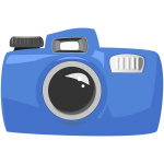 Vector drawing of cartoon blue underwater camera