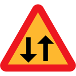 Two lanes of the road traffic sign vector drawing