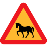 Horse on road traffic sign vector image