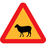 Vector image of sheep traffic sign warning