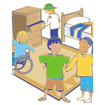 Getting dressed scene vector drawing