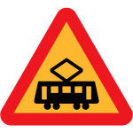 Tram crossing ahead vector of traffic sign