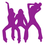 Three purple dancers