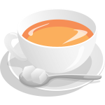 Vector illustration of tea cup served on saucer with sugar and spoon