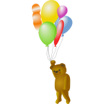 Teddy bear holding balloons vector drawing