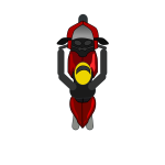 Vector clip art of top view of man on motorbike