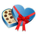 Blue heart-shaped box of chocolates vector image