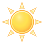 Vector drawing of color weather forecast icon for sunny sky