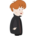 Young vampire in black cloak vector drawing