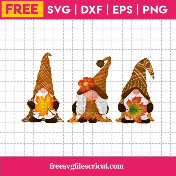 Fall Gnomes Holding Autumn Leaves PNG Clipart Free