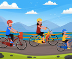 Family Riding Bike Together Background