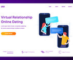 Online dating and chatting on a mobile illustration concept for website or landing page