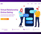 Online dating and chatting on a mobile illustration concept for website or landing page