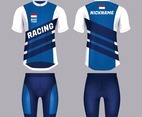 Realistic Blue and White Bike Jersey Template