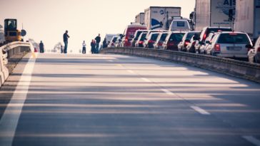 man crossing road