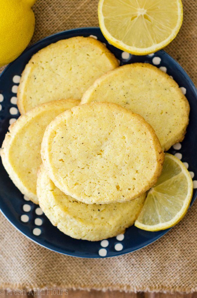 Lemon Pepper Slice & Bake Cookies: Sweet and tart lemon cookies, spiced with a hint of black pepper, and textured with crunchy cornmeal.