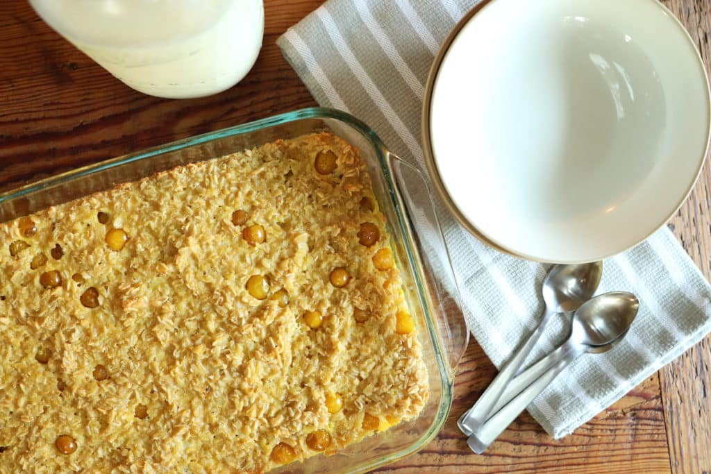 baked oatmeal with fresh ground cherries